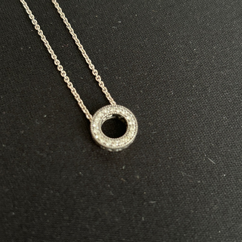 Pandora Logo Pavé Circle Collier Necklace CZ Sterling silver 397436CZ-45 EUC